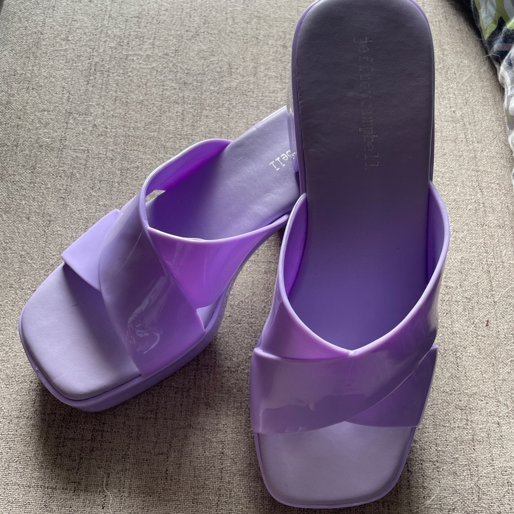 Jeffrey Campbell Bubblegum platform sandal.